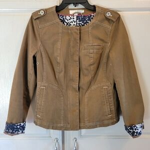 Boden Brown Canvas Denim Zip Up Jacket